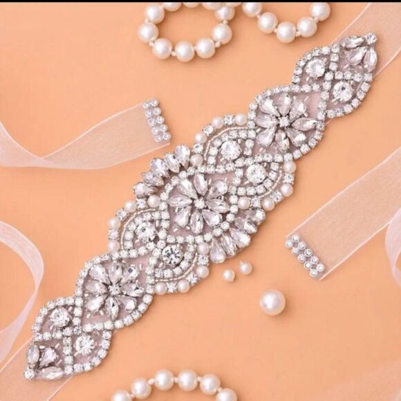 Wedding sash satin crystals brand new elegant